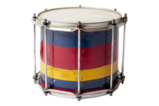 Vintage Drum with Colombian Flag Colors
