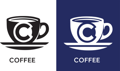  Premium coffee shop logo. Cafe mug logo Espresso hot drink cup sign. Vector illustration