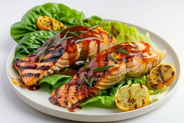 Grilled Salmon Fillets with Citrus Tarragon Vinaigrette and Romaine