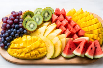 cut fruits on the plate