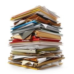 Many files are placed on top of each other on white background