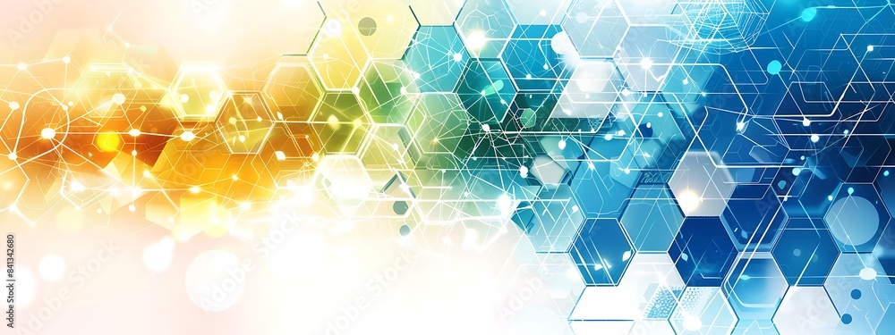 Aufkleber Abstract background with hexagons and digital connections on white background vector illustration
