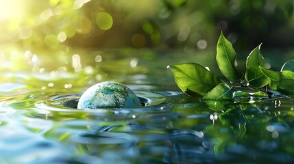 Saving water and world environmental protection concept. Eearth, globe, ecology, nature, planet concepts