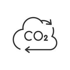 Carbon dioxide cycle, linear icon. CO2 cloud and arrows. Line with editable stroke