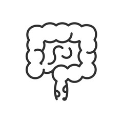 Hemorrhoidal knots in the rectum, linear icon, hemorrhoids, bowel. Line with editable stroke