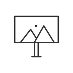 Billboard with image, linear icon. Line with editable stroke