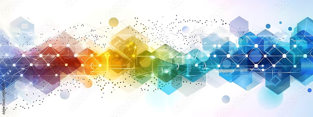 Aufkleber abstract background with hexagons and digital connections on white background vector illustration