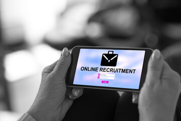 Online recruitment concept on a smartphone