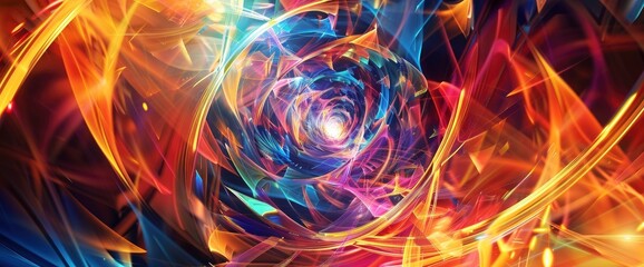 Obraz premium Imagine An Abstract Digital Background With Swirling, Vibrant Colors And Geometric Shapes In Motion