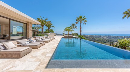 Fototapeta premium Modernist bauhaus villa with minimalist design, sleek clean lines, and contemporary aesthetics
