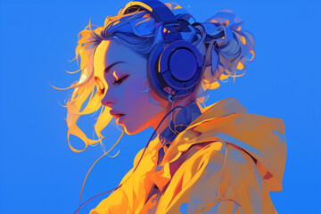 Vibrant Woman Intranquility Immersive Music Experience with Colorful Reflective Fabric. 
カラフルな反射素材を使用した、活気に満ちた女性の静かな没入型音楽体験。