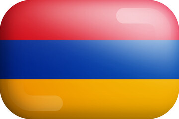 Armenia Official National Flag 3D Rounded Glossy Icon Isolate Design Element