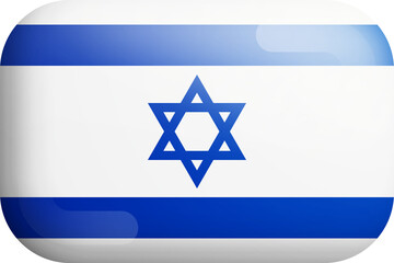 Israel Official National Flag 3D Rounded Glossy Icon Isolate Design Element