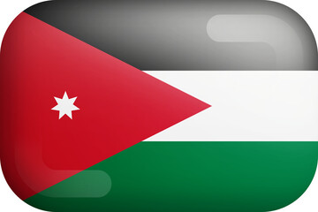 Jordan Official National Flag 3D Rounded Glossy Icon Isolate Design Element