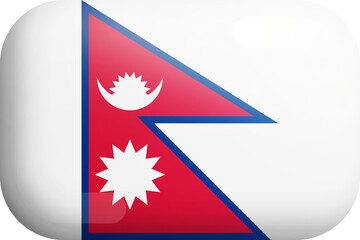 Obraz premium Nepal Official National Flag 3D Rounded Glossy Icon Isolate Design Element