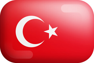 Turkey Official National Flag 3D Rounded Glossy Icon Isolate Design Element
