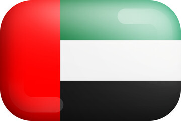 United Arab Emirates National Flag 3D Rounded Glossy Icon Isolate Design Element