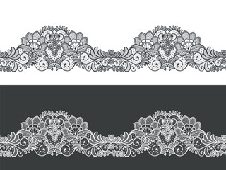 lace seamless flowers decoration element. lace ribbon.