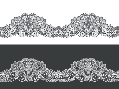 lace seamless flowers decoration element. lace ribbon.