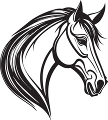 Black and white horse head silhouette vector