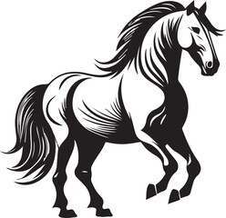 Black and white horse silhouette vector