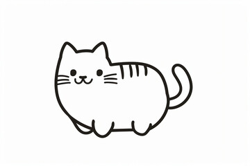 colouring book page, a simple line art drawing of an outline of cat, white background, cute and adorable, cute cartoon style, simple lines, simple shapes, flat design, minimalism, simple, no color, si