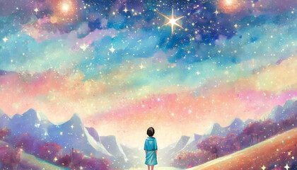 Obraz premium Ciel clair étoilé multicolore