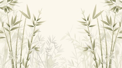 Fototapeta premium A simple yet detailed vector illustration of a bamboo forest from above, with thin, tall stalks and leaves creating a pattern, and space in the lower third for text.