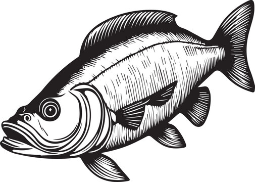 recommend clip art: Black and white fish vector illustration