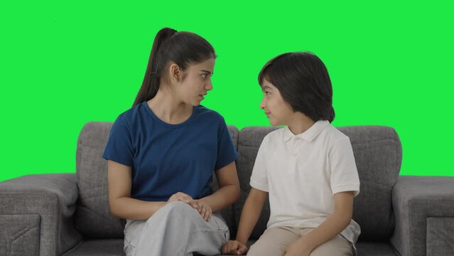Angry Indian siblings fighting with each other Green screen