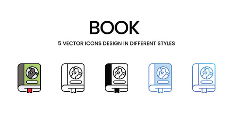 Book icons vector set stock illustration.