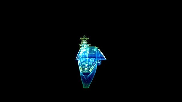 Aircraft carrier. Military ship concept background. Wire-frame 3d model aircraft carrier.