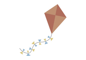 Cometa naranja con cuerda y lazos azules y amarillos. © Gabrieuskal