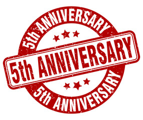 5th anniversary stamp. 5th anniversary label. round grunge sign