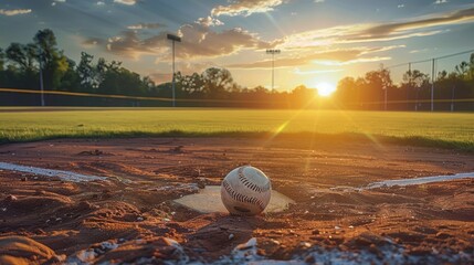 Backdrop, softball field, sunrise. Generative AI.