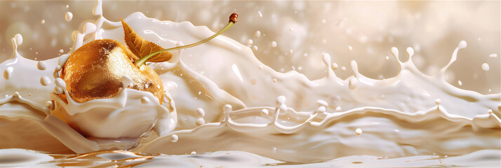 Golden cherry with milk splash