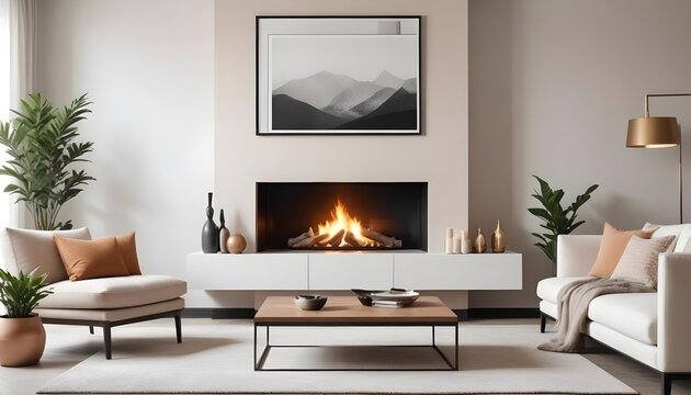 living room with fireplace