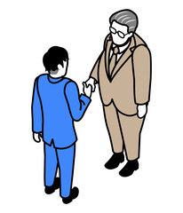 握手する人物　シニア男性とビジネスマン