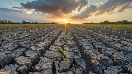Desertification of previously fertile lands. Climate change is affecting the background.