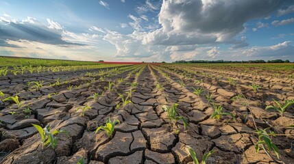 Desertification of previously fertile lands. Climate change is affecting the background.