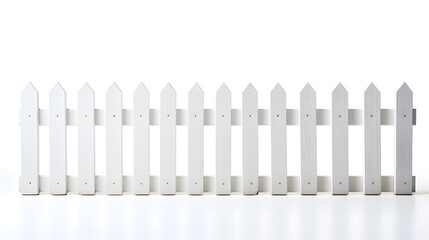 White picket wooden fence outdoors isolated on white background