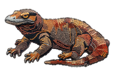 Obraz premium Intricately Beaded Lizard Art - Colorful Beadwork of an Exotic Reptile in Creative Craftsmanship