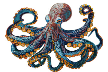 Fototapeta premium Vibrant Octopus Illustration: Detailed Marine Life Artwork Featuring Colorful Tentacles