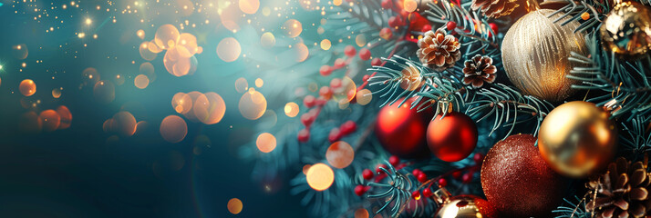 Christmas, new year luxury template with place for text. Social media post, banner, header, email, cover, flyer brochure, invitation, greeting card. Trendy elegant modern design. Generative Ai content