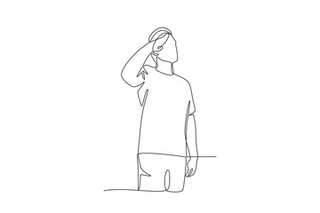A man saluting Indonesia's Independence Day. Indonesia independence day concept one-line drawing