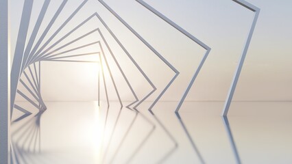 Obraz premium Architecture background geometric arched interior 3d render