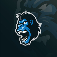 Gorilla mascot logo design vector with modern illustration concept style for badge, emblem and t shirt printing. Gorilla head illustration for sport and esport team.