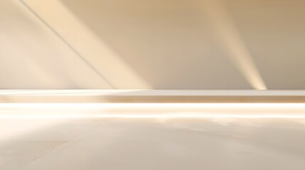 Abstract beige studio background for product presentation. Empty room with shadows and lights.