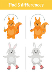 Educational games, learning worksheets for kids. Find difference. Preschool kindergarten educational Montessori activity. Learning, early development game for children. Printable worksheets.