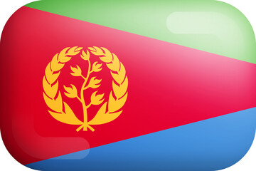 Eritrea National Flag 3D Rounded Glossy Icon Isolated Design Element